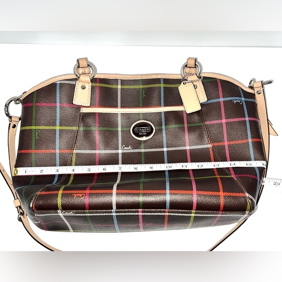 Coach 2013 Peyton Tattersall Leather Shoulder/Tote Bag w/ Removable Strap GUC! - Picture 5 of 11